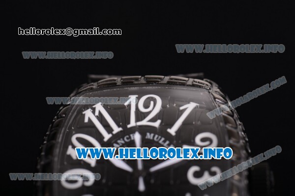 Franck Muller Black Croco Asia 2813 Automatic PVD Case wtih White Arabic Numeral Markers and Black Dial (BP) - Click Image to Close